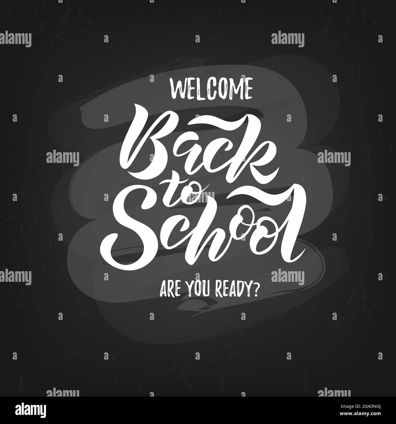 Back to school cute funny text with school supplies and educational elements. Concept design, banner, card, greeting. Vector illustration. Stock Vector
