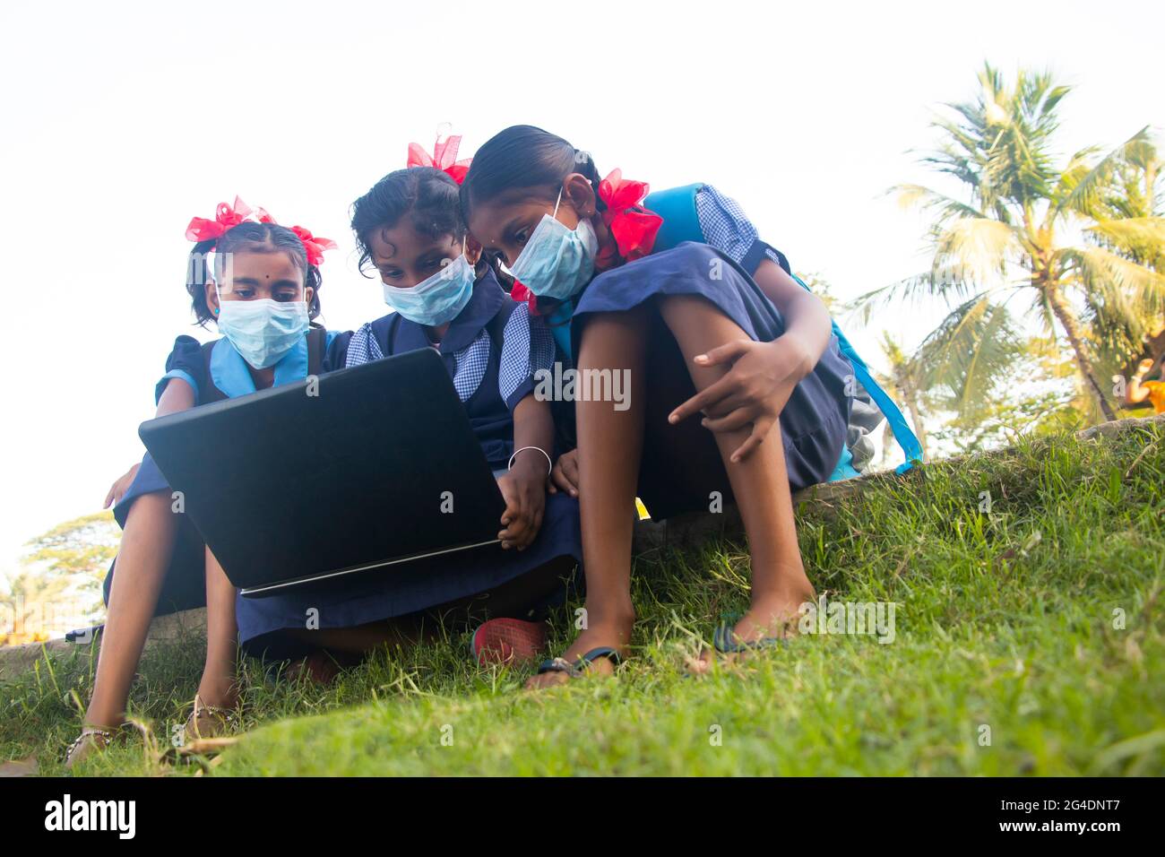 indian village government school girls operating laptop computer system