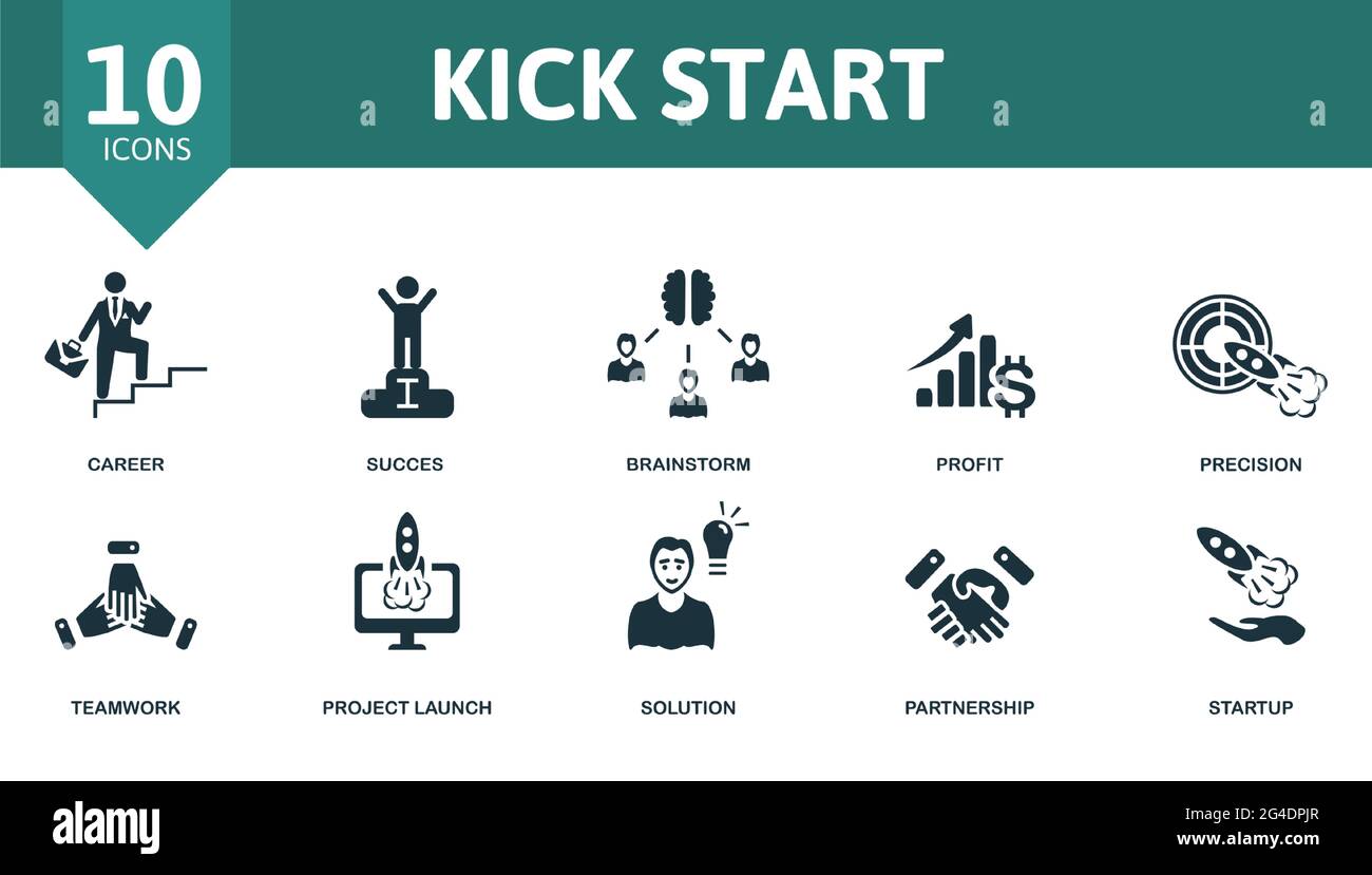 Kick Start icon set. Contains editable icons startup theme such as ...