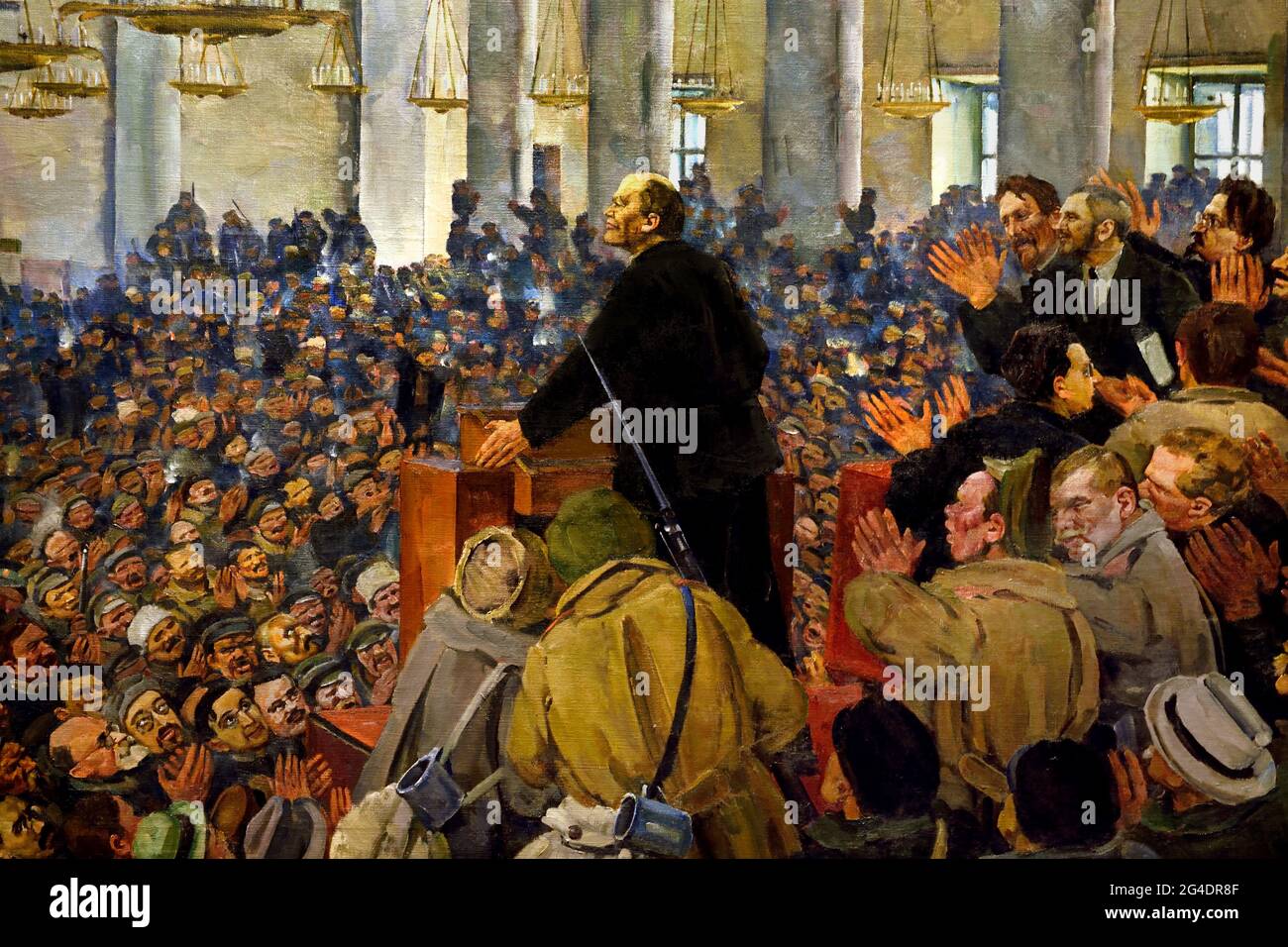 Konstantin Youn, First Appearance of Lenin at a meeting in Smolny, the Petrograd Soviet on Oct.25, 1917, 1927,  ( Russian Revolution 1917 - 1945 ) Lenin Stalin Russian propaganda - publicity Russia USSR Stock Photo