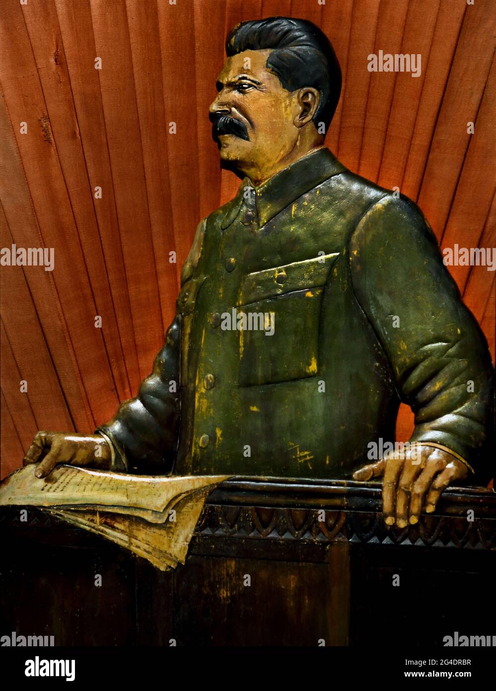 Stalin on the tribune 1937  ( Russian Revolution 1917 - 1945 ) Lenin Stalin Russian propaganda - publicity Russia USSR Stock Photo