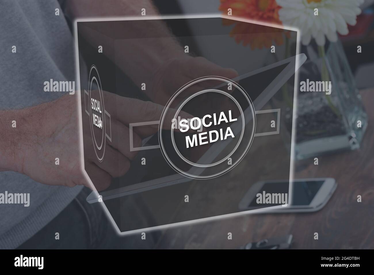 Social media concept illustrated by a picture on background Stock Photo ...