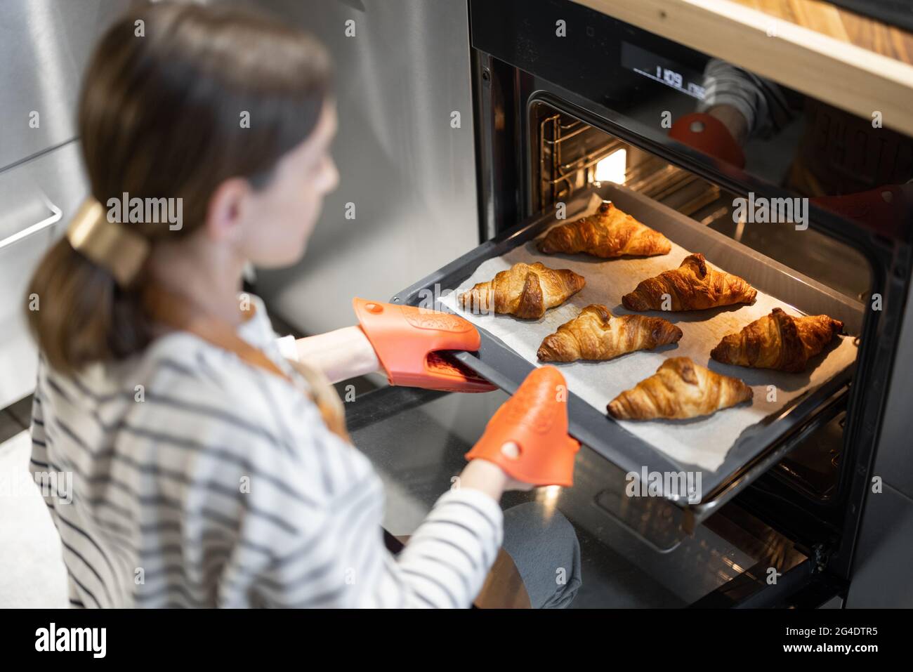 Baking croissants at home Stock Photo