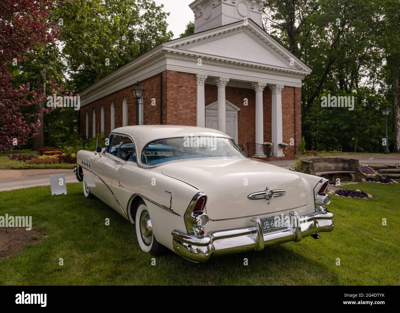 DEARBORN, MI/USA - JUNE 19, 2021: A 1955 Buick Super car at the The Henry Ford (THF) Motor Muster car show, at Greenfield Village, near Detroit, MI. Stock Photo