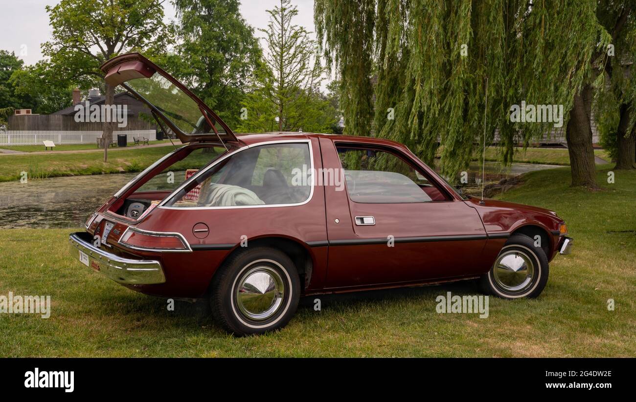 DEARBORN, MI/USA - JUNE 19, 2021: A 197x AMC Pacer car at the The Henry Ford (THF) Motor Muster car show, held at Greenfield Village, near Detroit, MI Stock Photo