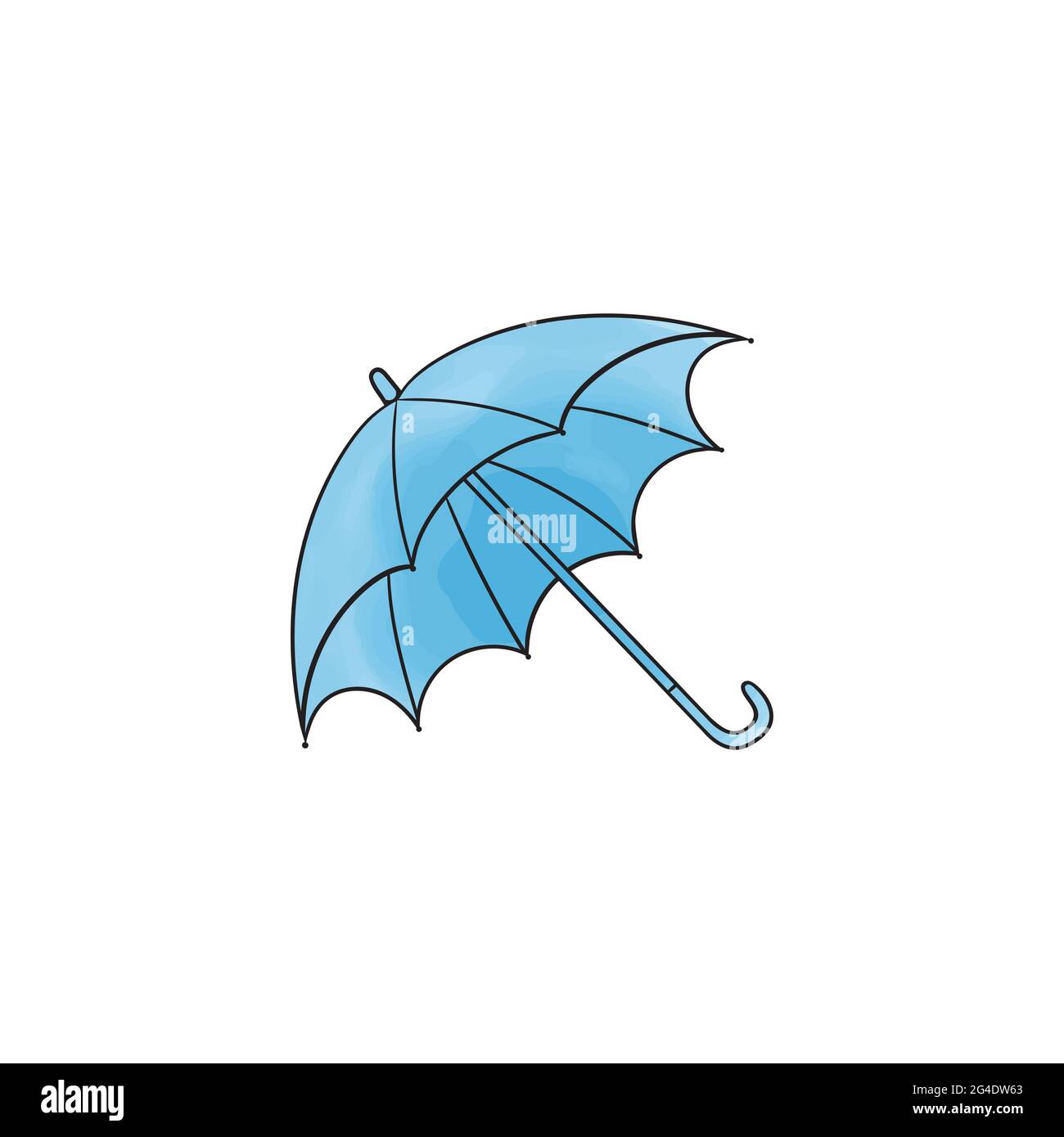 Open Blue umbrella isolated on a white background. Autumn concept