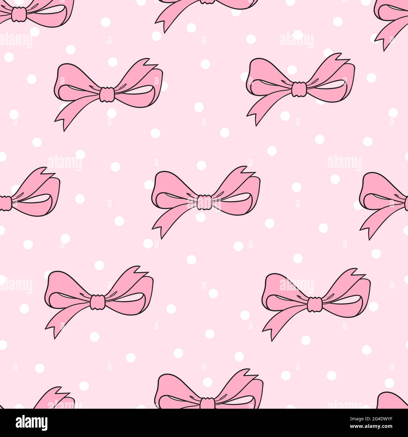 Seamless pattern with pink bows, ribbons and dots.Stock  illustration.Festive background for packaging,design Stock Vector Image &  Art - Alamy