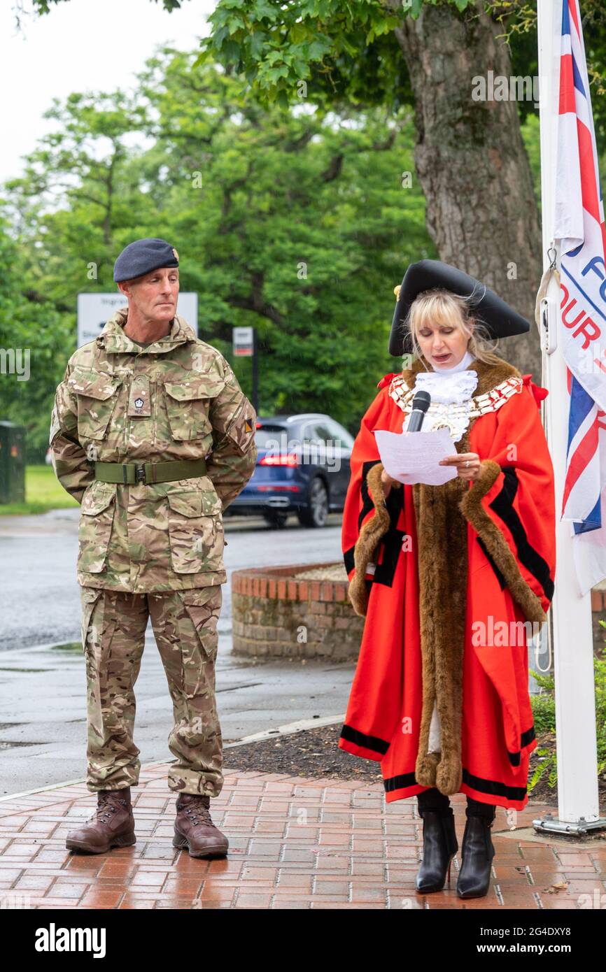 Brentwood Essex 21st June 2021 Armed forces flag raising ceremony Brentwood Essex Credit: Ian Davidson/Alamy Live News Stock Photo