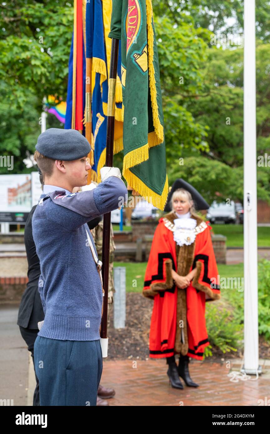 Brentwood Essex 21st June 2021 Armed forces flag raising ceremony Brentwood Essex Credit: Ian Davidson/Alamy Live News Stock Photo