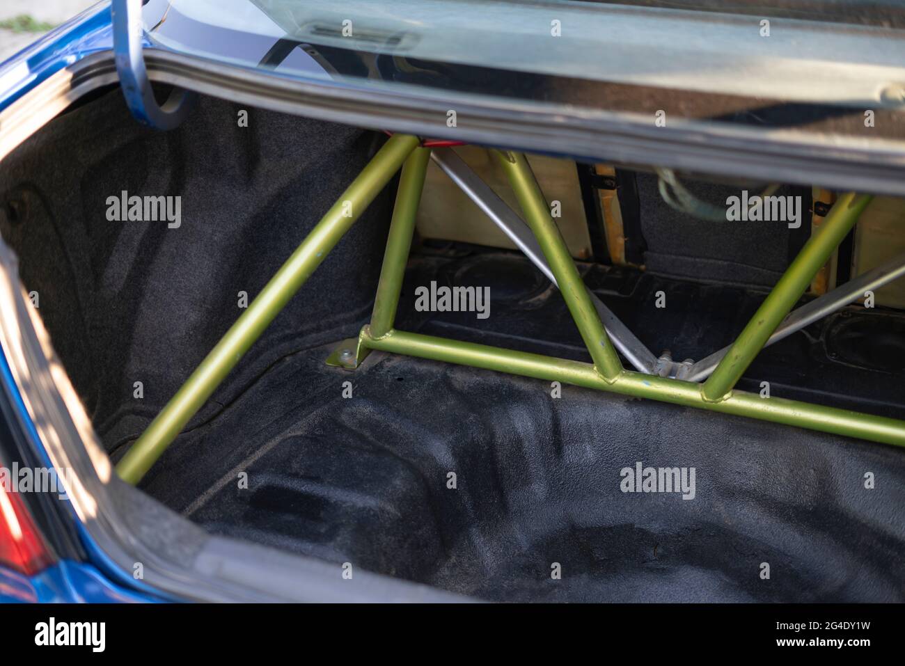the inside the sport race car with the metal case or cage, antiroll