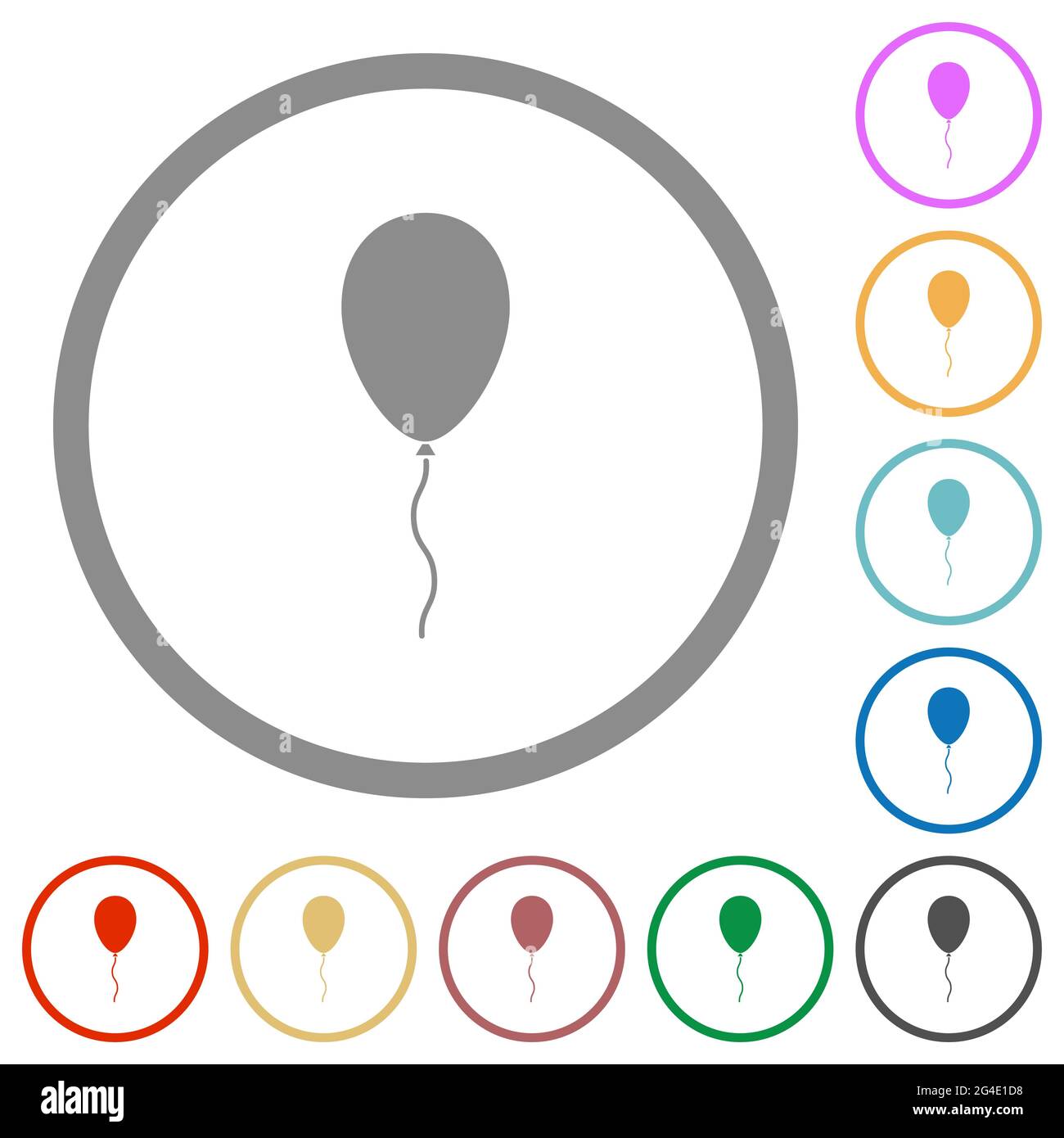 Single balloon flat color icons in round outlines on white background ...