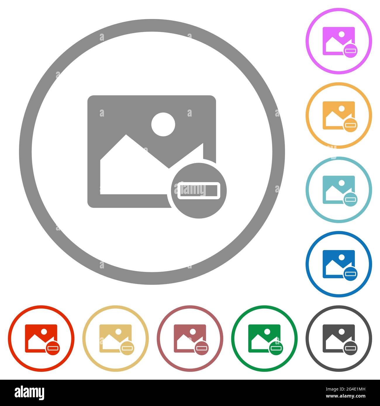 Remove image flat color icons in round outlines on white background ...