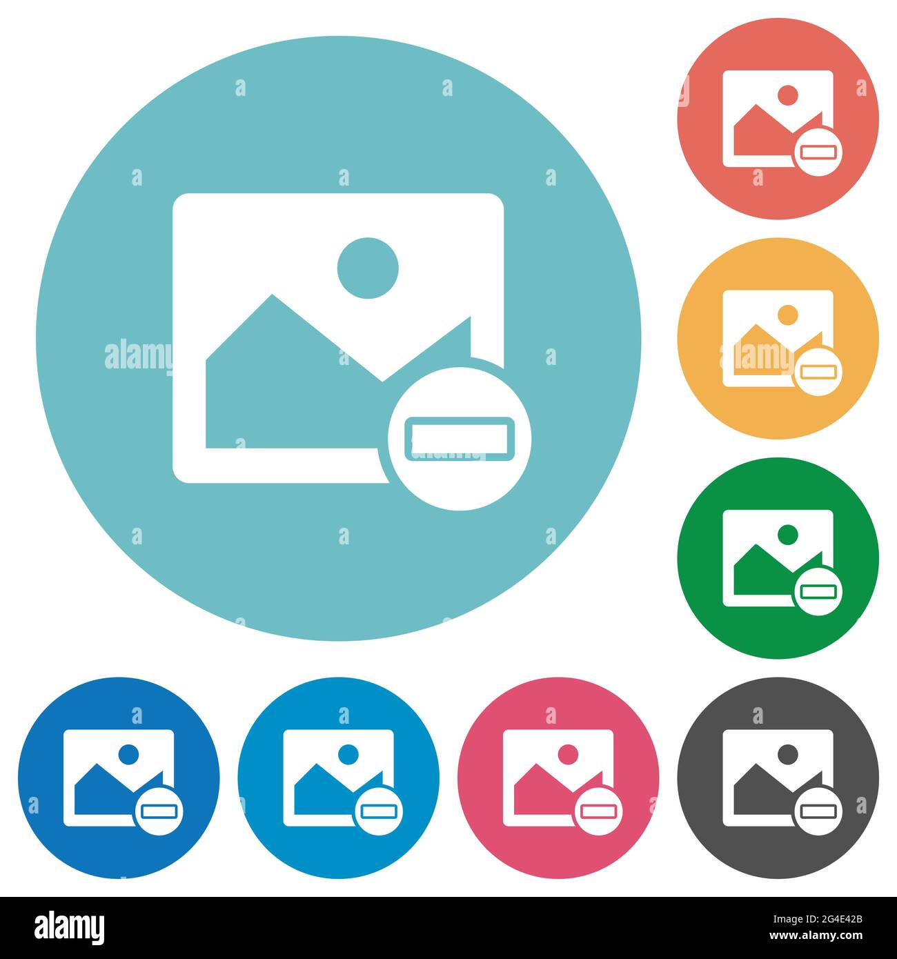 Remove image flat white icons on round color backgrounds Stock Vector ...
