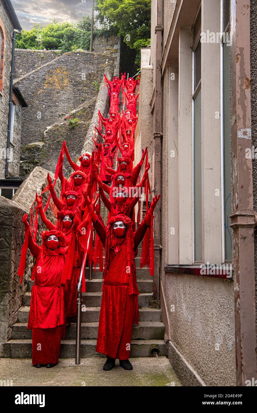 Red Rebels ,Red Rebel Brigade symbolises the common blood we share with all species,nternational performance artivist  That unifies us and makes us on Stock Photo