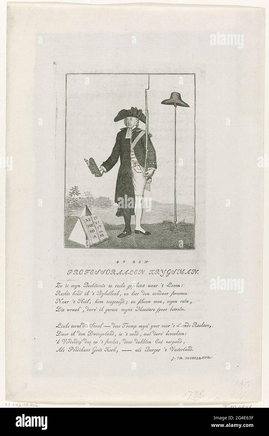 Presentation in honor of the Rotterdam patriot preacher and professor Johan  Jacob le Sage ten Broek, ca. 1785. Ten Broek presented for one half as a  member of a Vrijkor's in