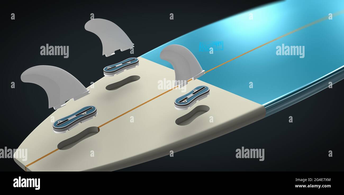 Individual parts and structure of the components of a surfboard for