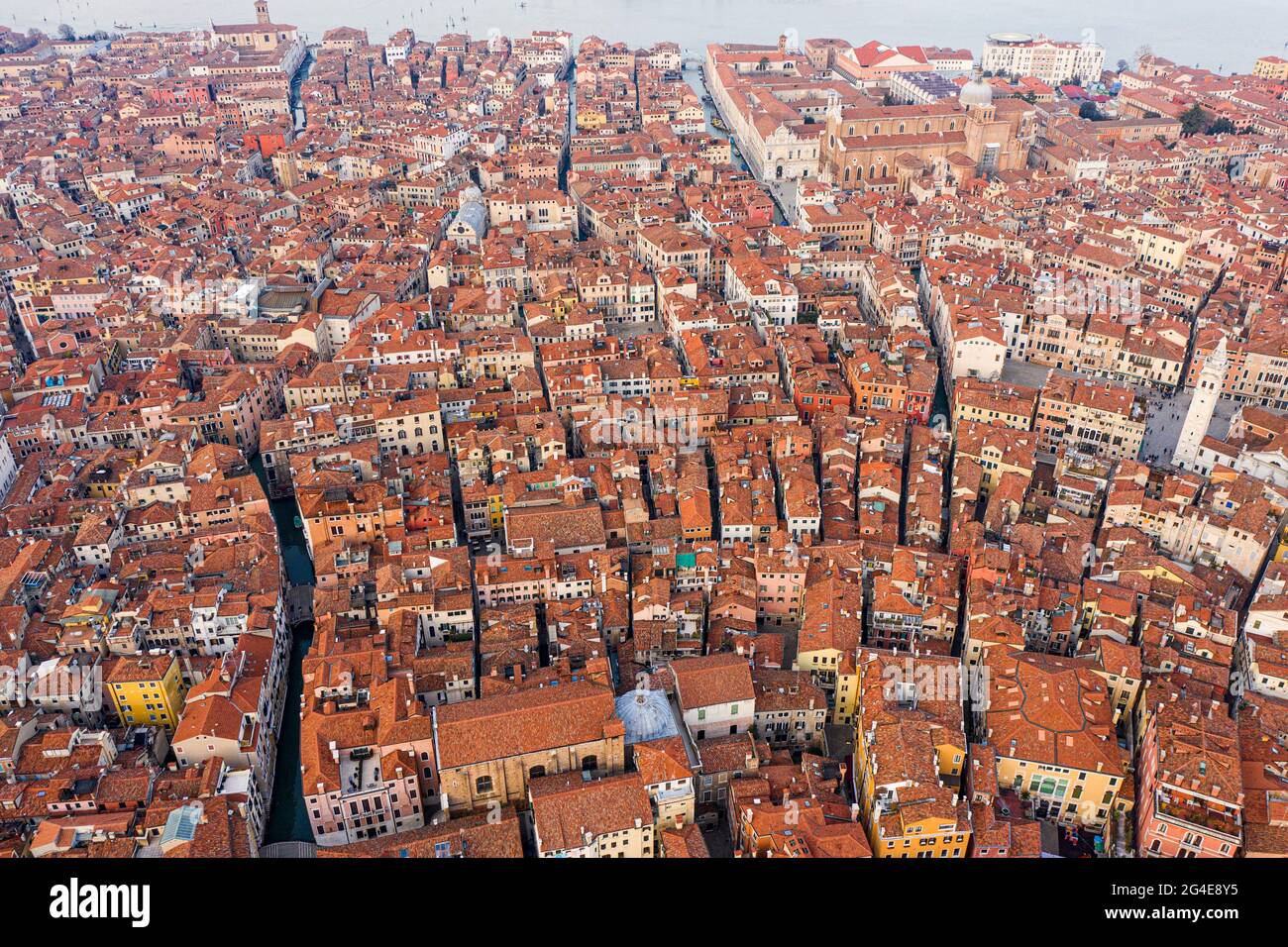 Top view of the old venitian roofs, Venice, Italy Stock Photo
