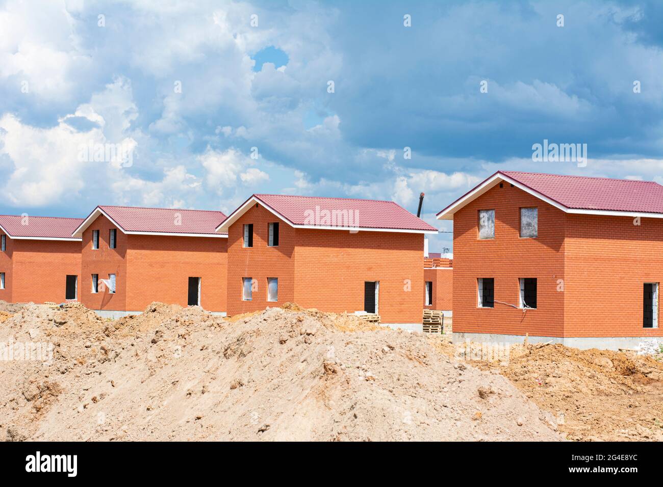 Construction of twostory brick houses in an urbantype settlement