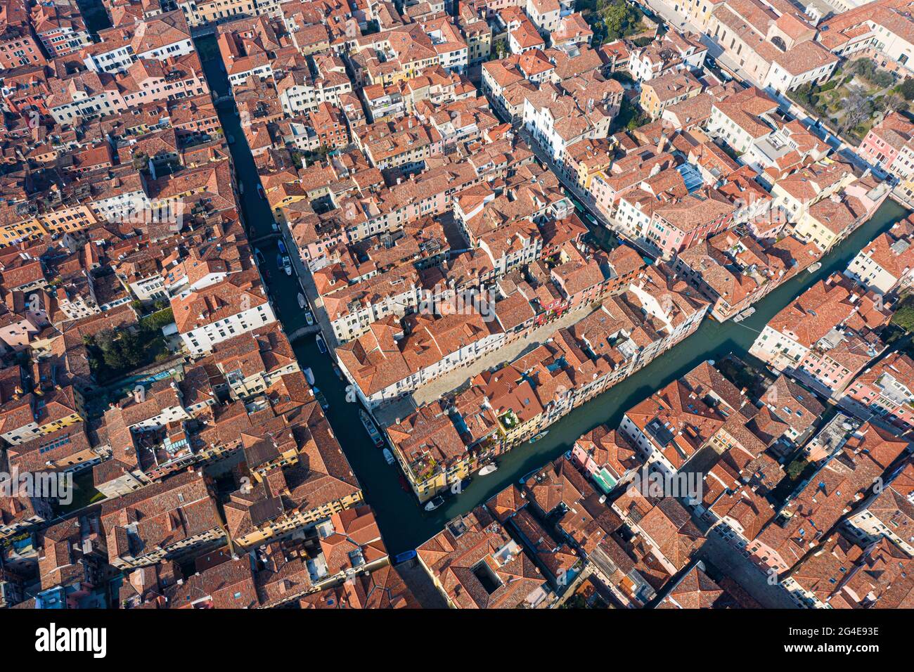 Top view of the old venitian roofs, Venice, Italy Stock Photo