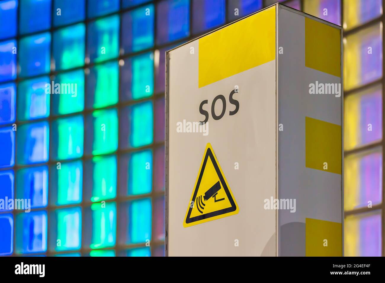 Modern sos warning system in a railway station in Zoetermeer, The Netherlands Stock Photo