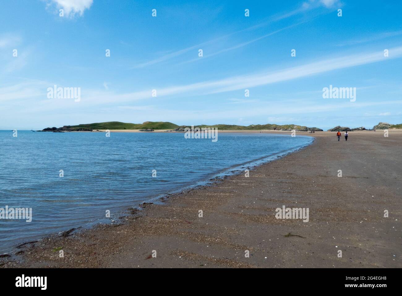 Llanddwyn Island from Newborough Beach Anglesey, North Wales Stock