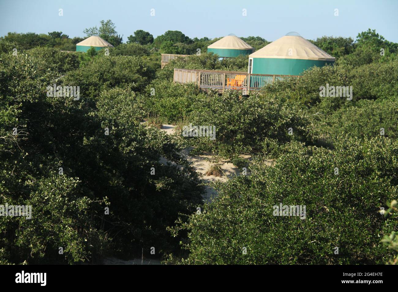 Pacific yurts on the campground of First Landing State Park in Virginia,  USA Stock Photo - Alamy