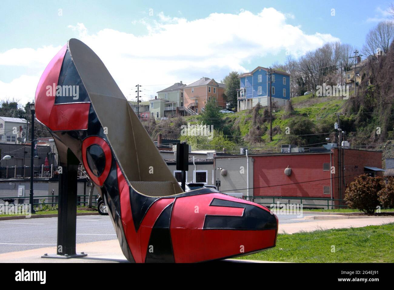 Love sculpture in front of the Craddock Terry Hotel in Lynchburg, VA, USA (formerly a shoe factory) Stock Photo