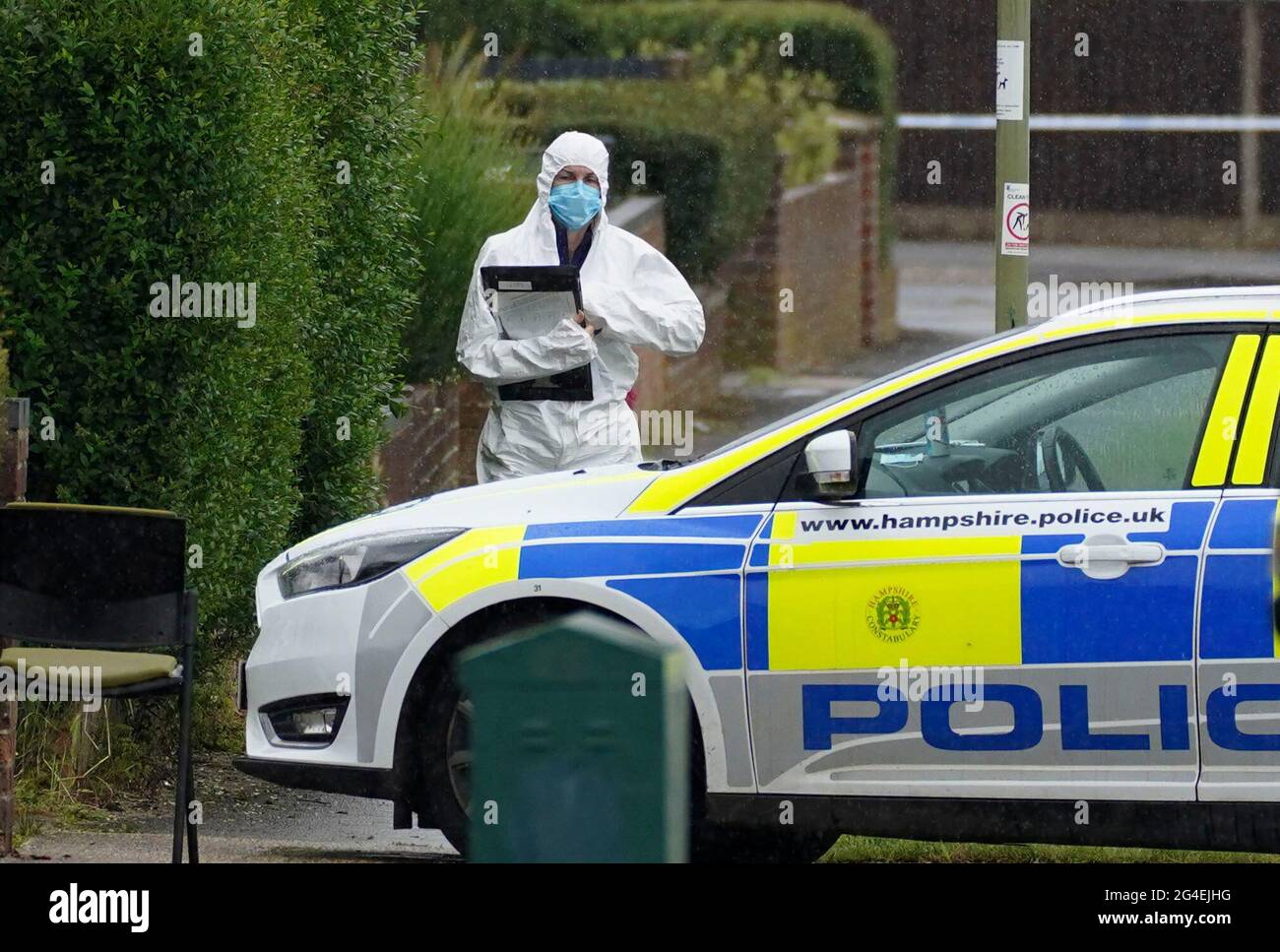 Police forensics at the scene in Buckland Avenue, Basingstoke