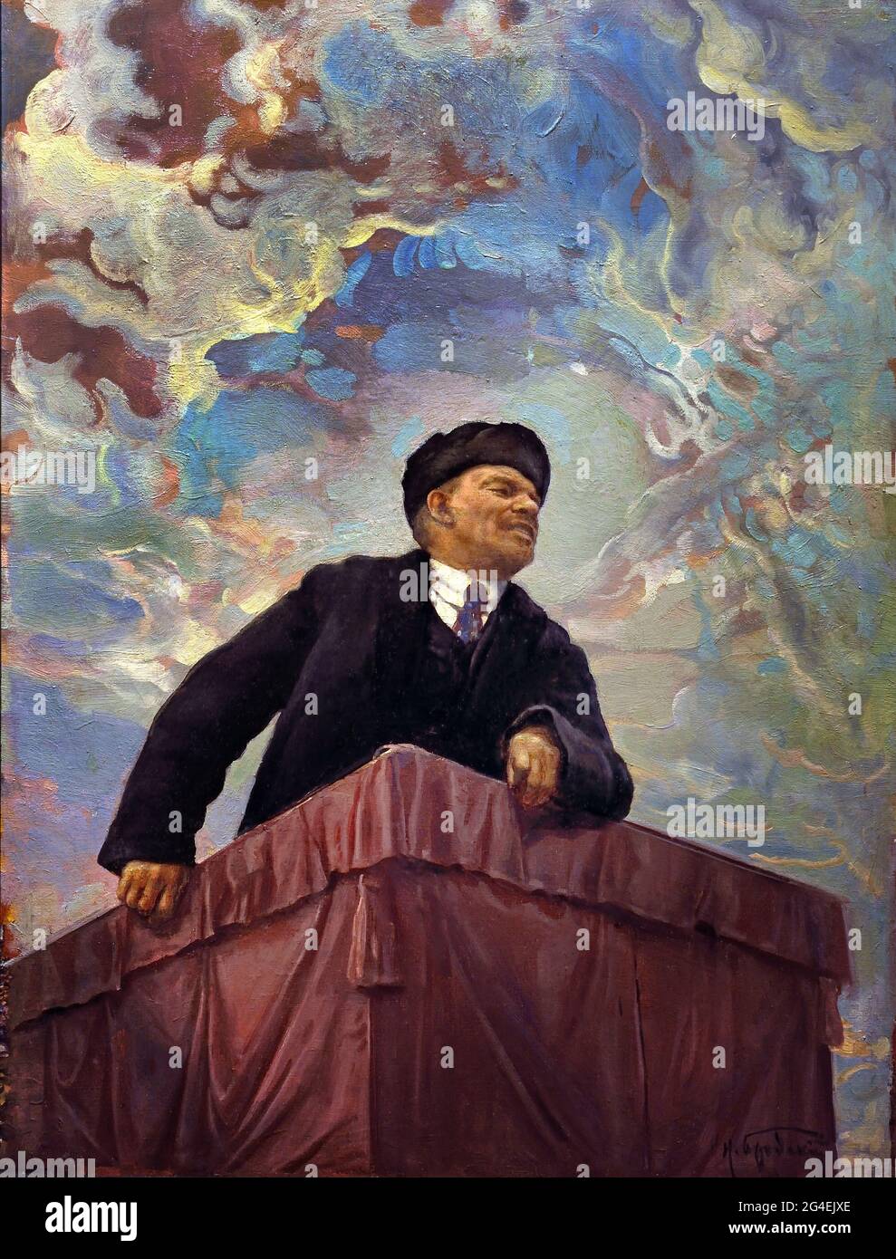 Lenin on the Rostrum 1927 by Isaak Brodsky ( Russian Revolution 1917 - 1945 ) Lenin Stalin Russian propaganda - publicity Russia USSR Stock Photo