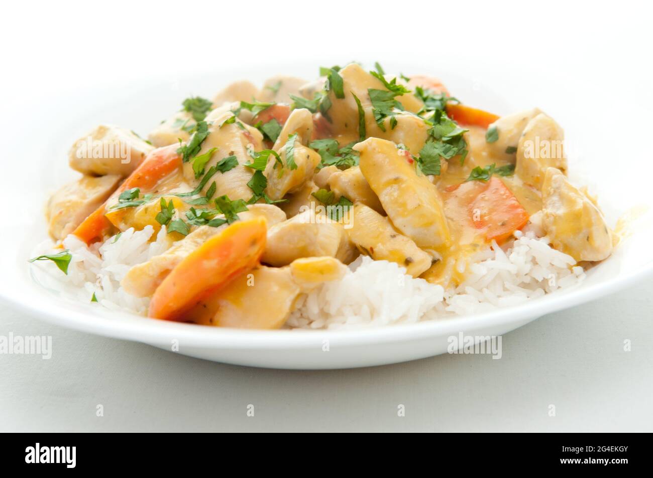 A closeup shot of a dish with rice and chicken with sauce Stock Photo ...