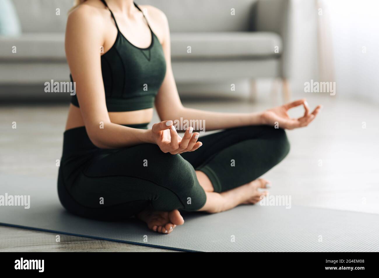 Meditation, free time, health care, rest and relaxation. No stress, freedom, breathing exercises Stock Photo