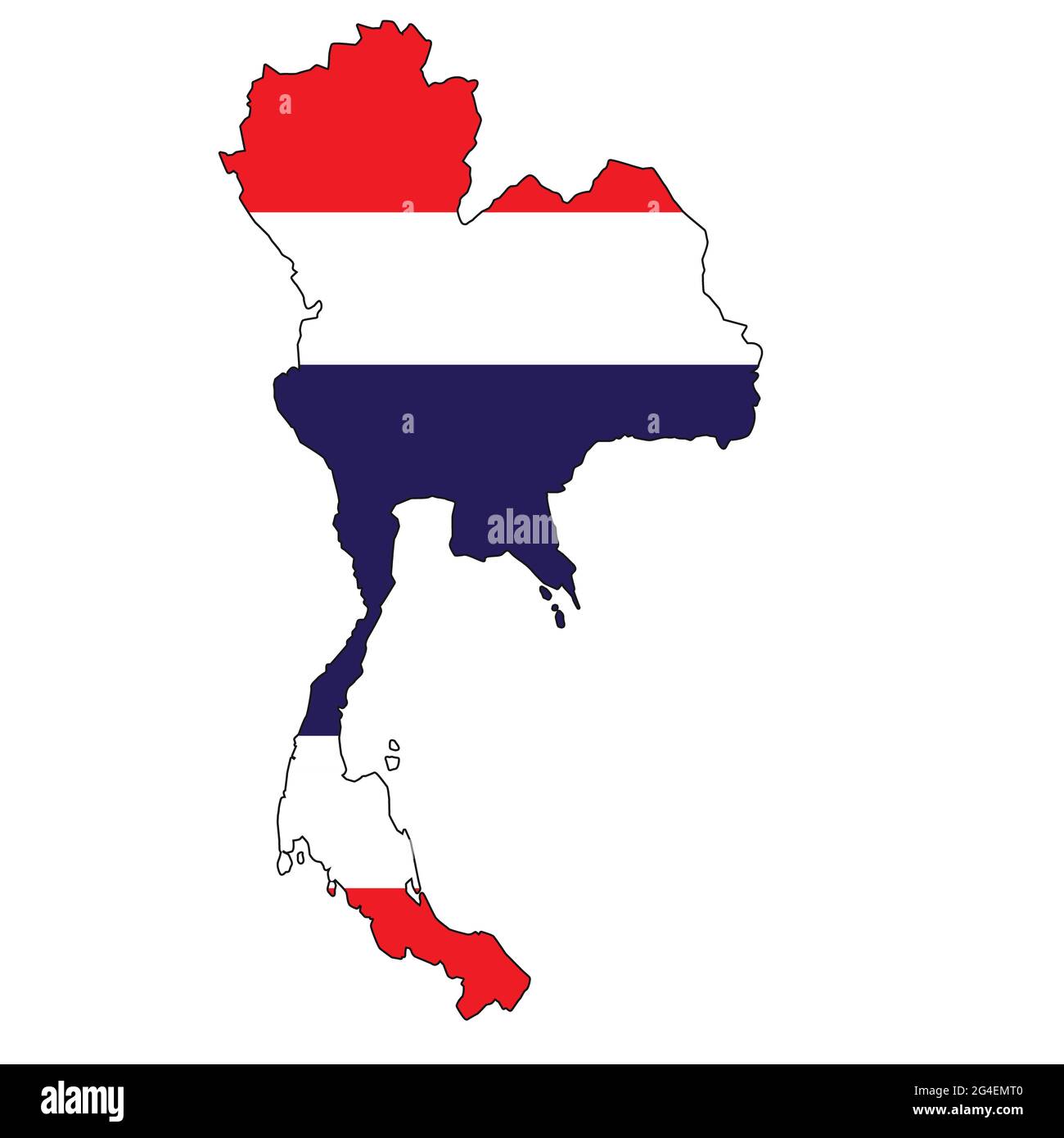 Illustration of the map of Thailand with the flag isolated on a white ...