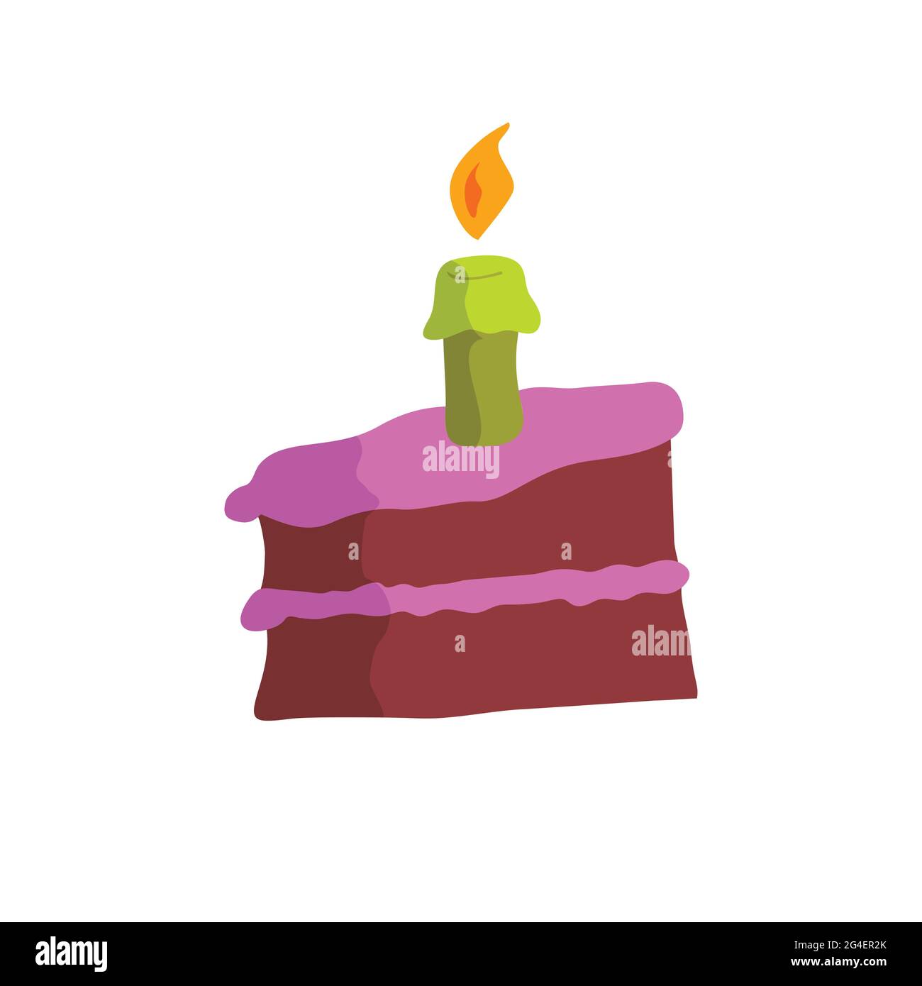 cake slices with candles flat design, vector illustration Stock Vector