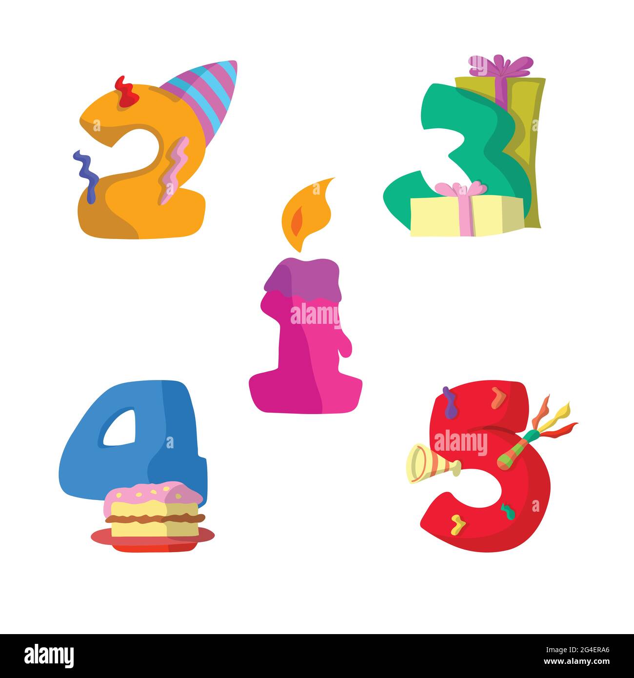 Set of number birthday flat design vector illustration Stock Vector