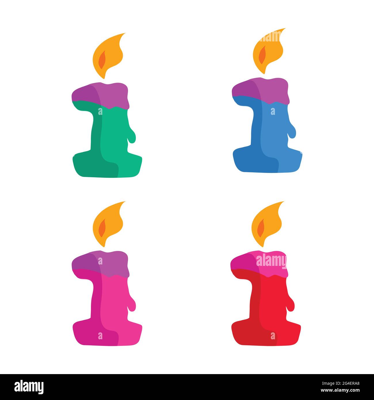1 year birthday candle flat design vector illustration with different color choice. Stock Vector
