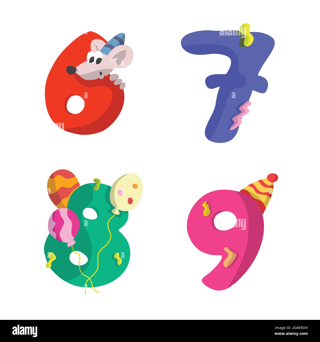 set of number birthday flat design vector illustration with different color choice. Stock Vector