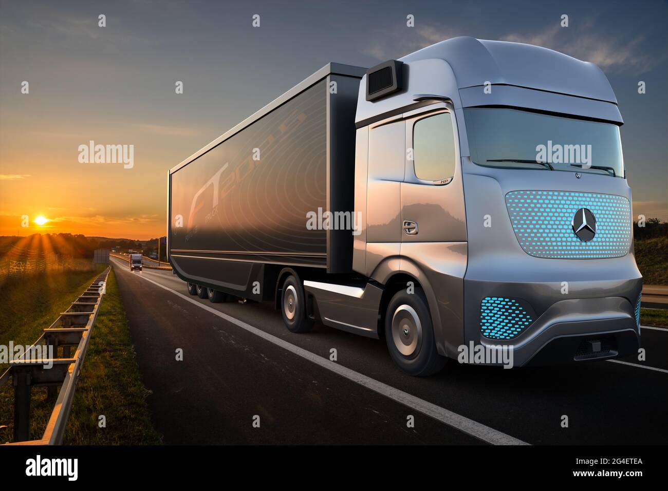 autonomous Mercedes-Benz Future Truck 2025 truck that moves independently in highway traffic 