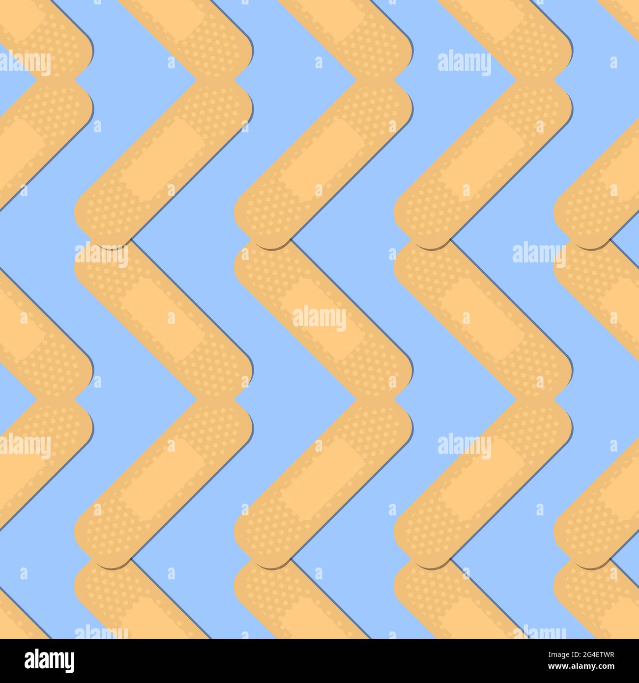Seamless pattern with sticking plasters. Medical patch repeat texture. On blue background. Stock Vector
