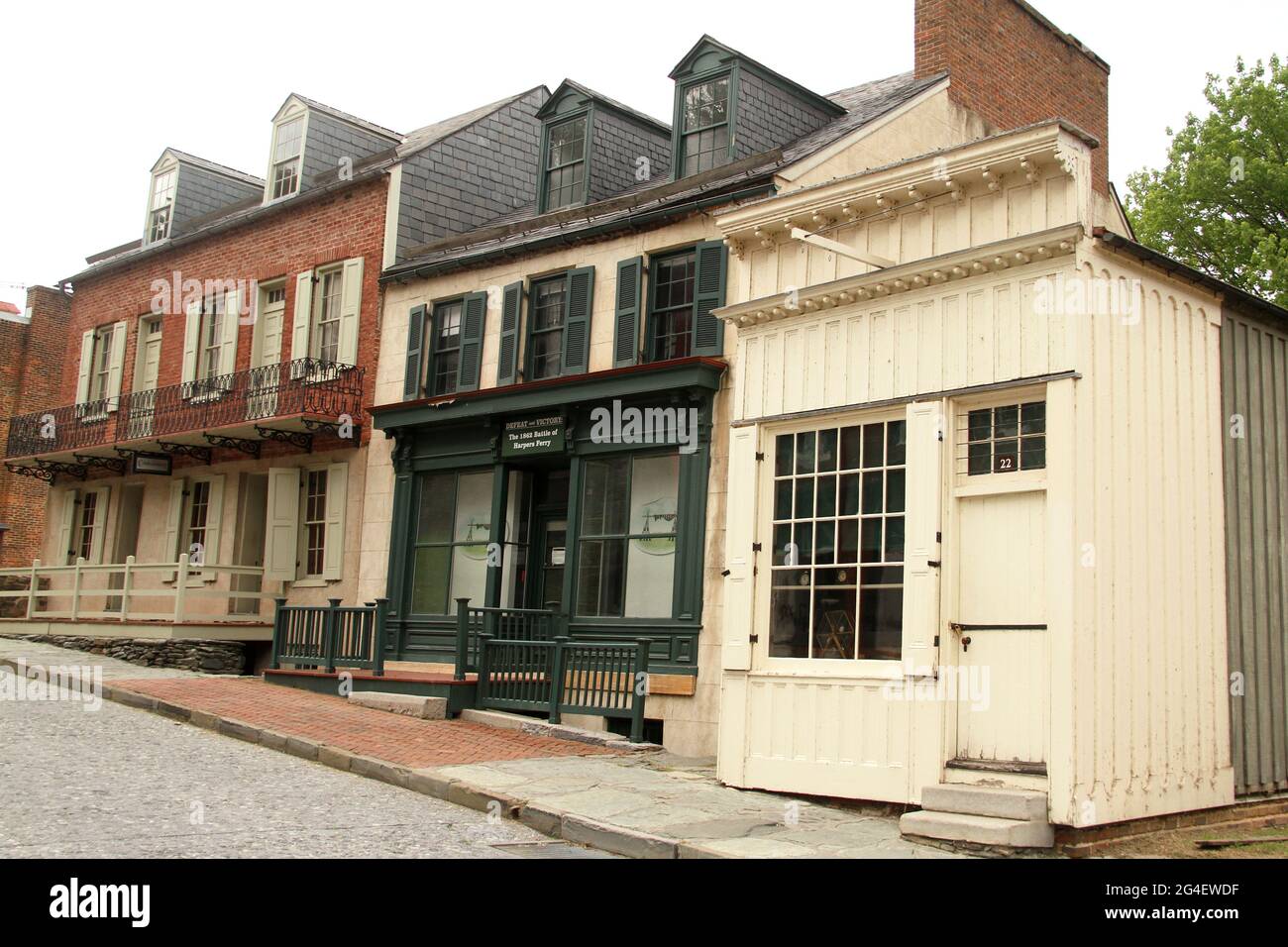 Harpers Ferry National Historical Park, WV, USA. Old historical buildings the Confectionery