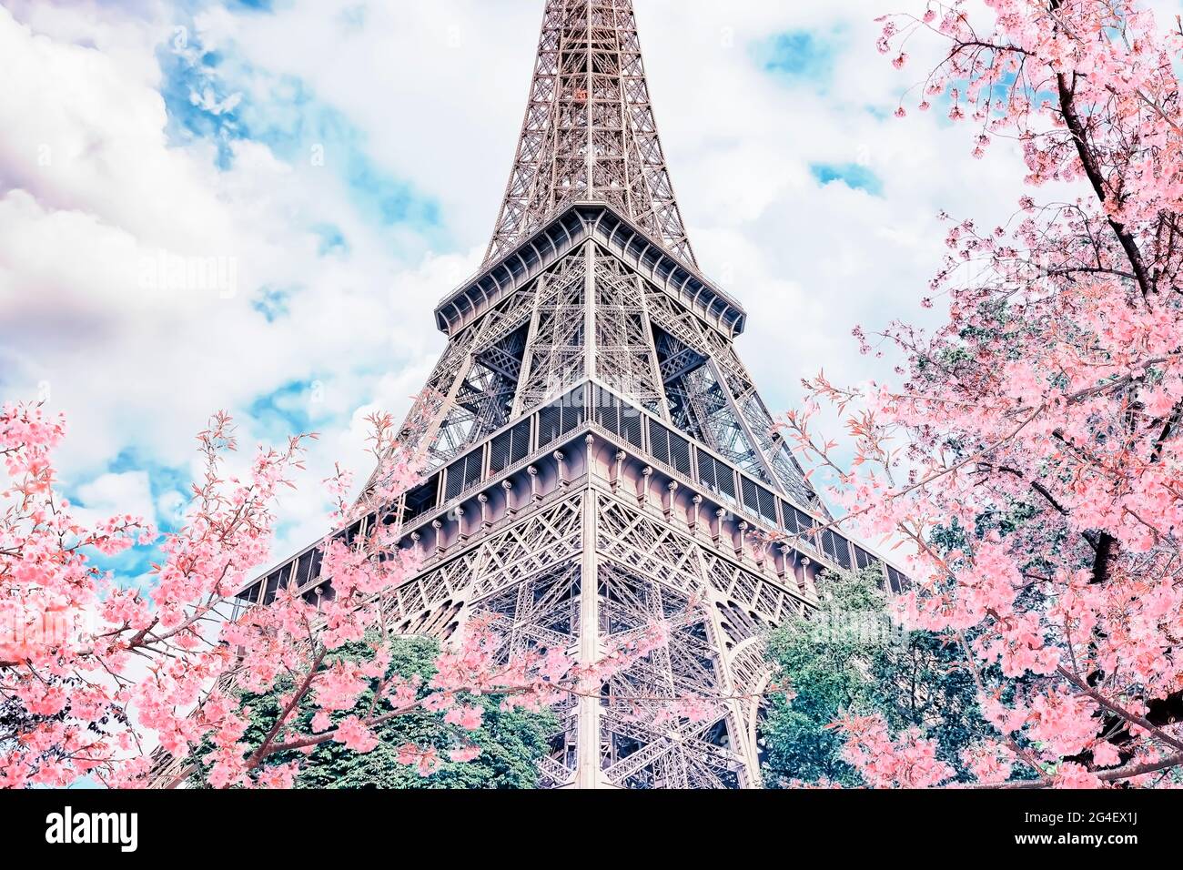 Eiffel Tower in Paris in spring Stock Photo