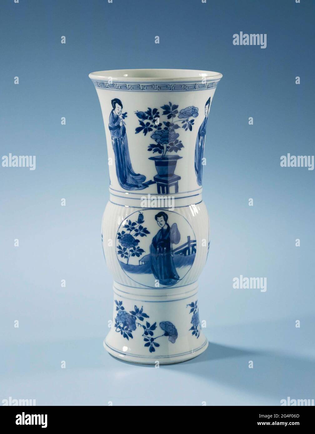 7.5" Collect Chinese Ceramics Porcelain Green Glaze Tree Peony Flower Flowerpot 