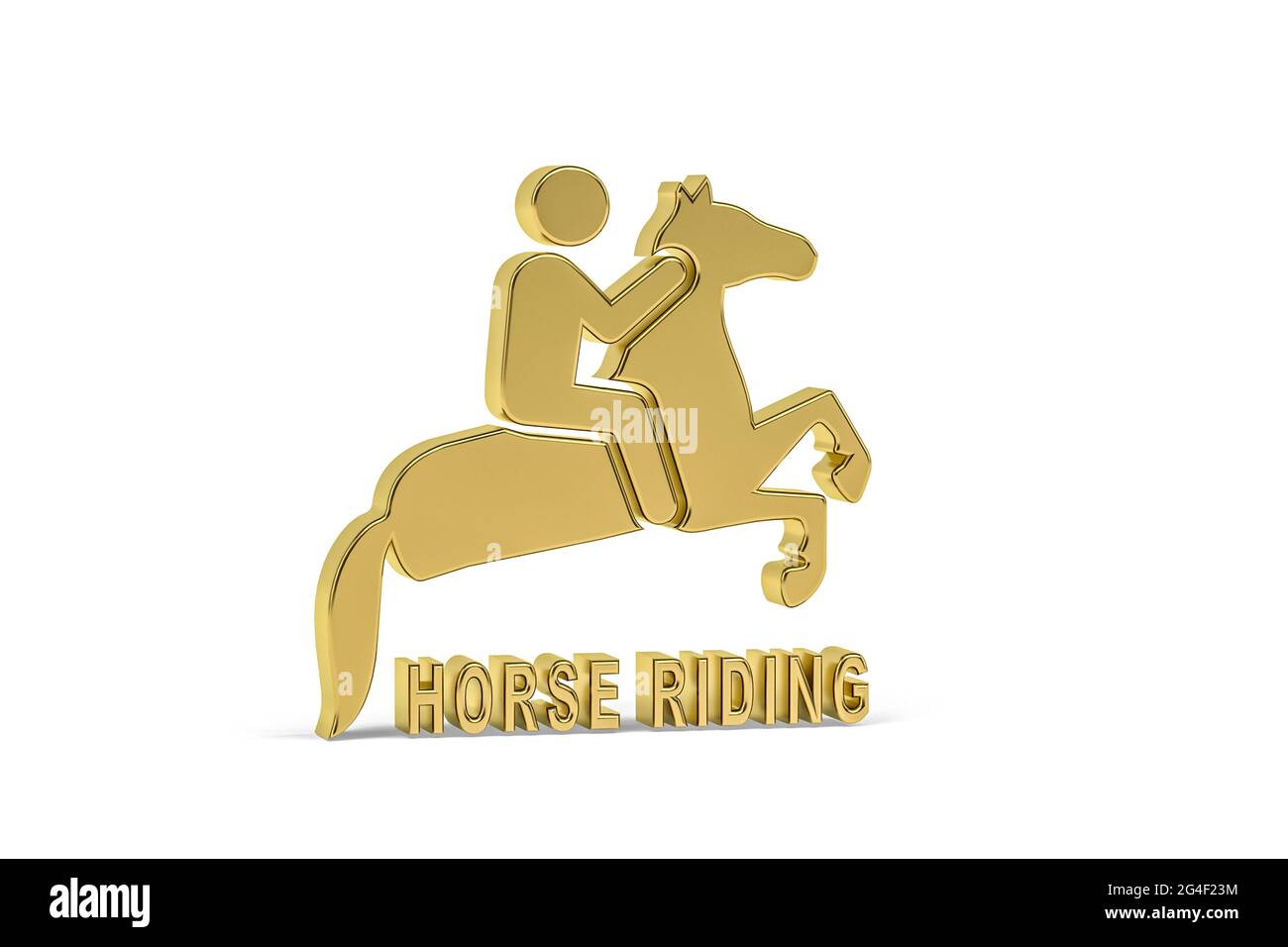 Golden 3d horse riding icon isolated on white background - 3d render ...