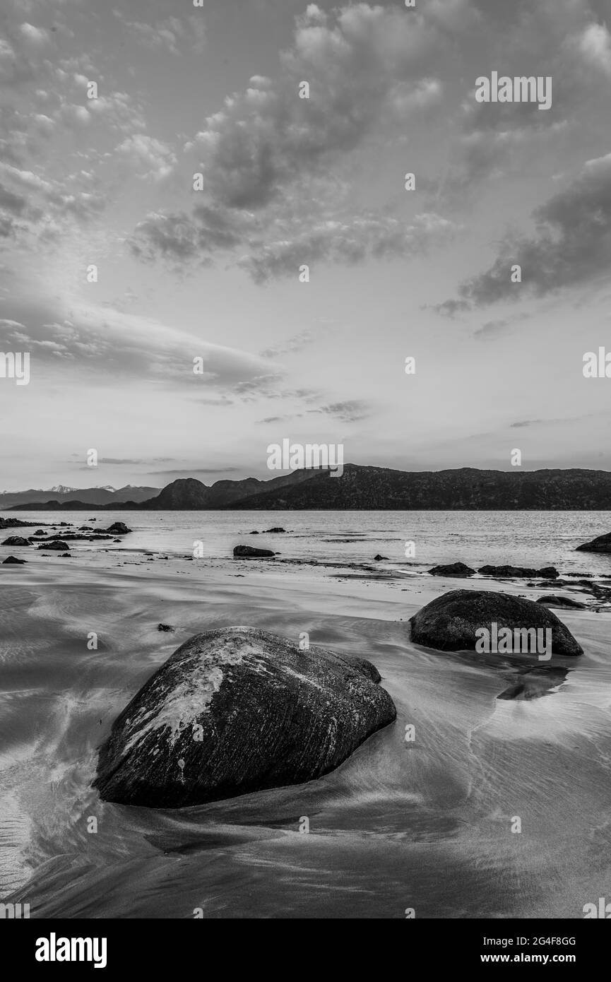 Rocky beach and island Black and White Stock Photos & Images - Alamy
