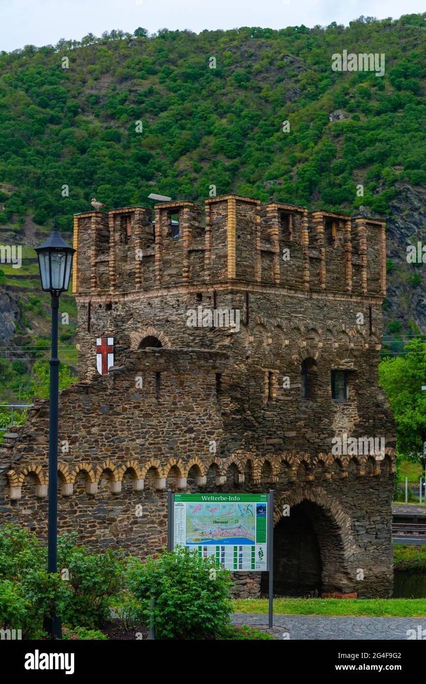 Town of Towers and Wine, historic town of Oberwesel, UpperMiddle Rhine Valley, UNESCO World Heritage, Rhineland-Palatinate, Germany Stock Photo