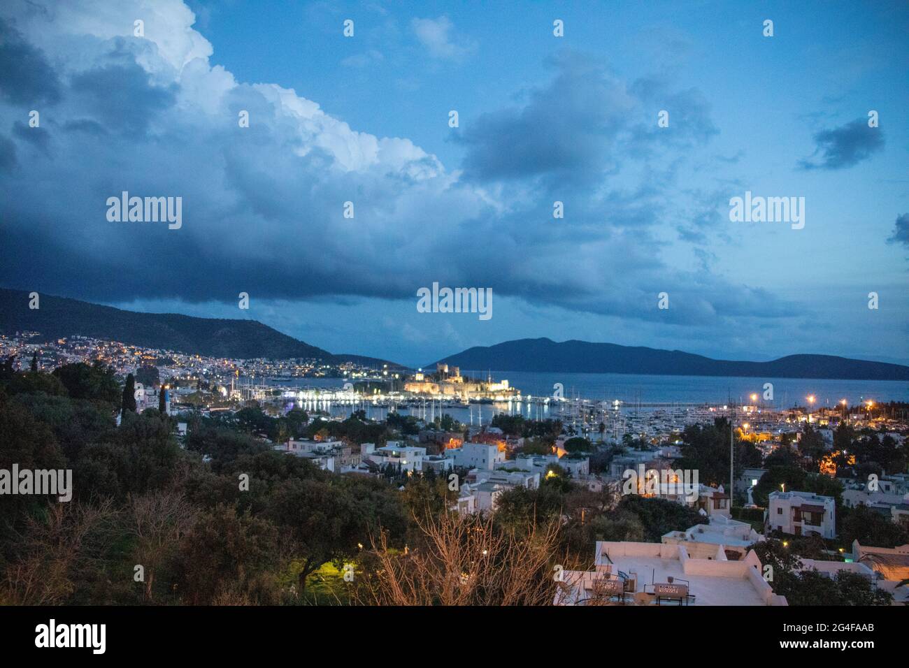 The panoramic photo of Bodrum which is one of the favorites in the field of the holiday resort in the Mediterranean. Stock Photo