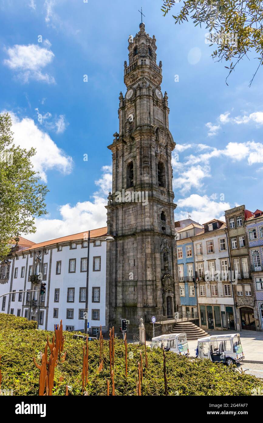 Clerigos tower is main landmark of city of Porto, Portugal Stock Photo ...