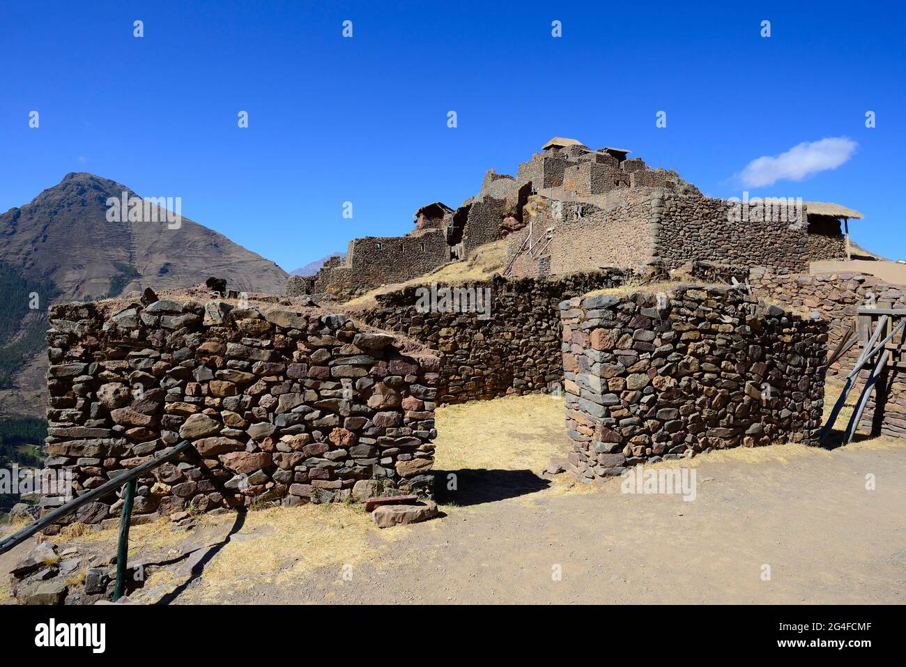 Inca ruins, Pisac, Cusco region, Urubamba province, Peru Stock Photo