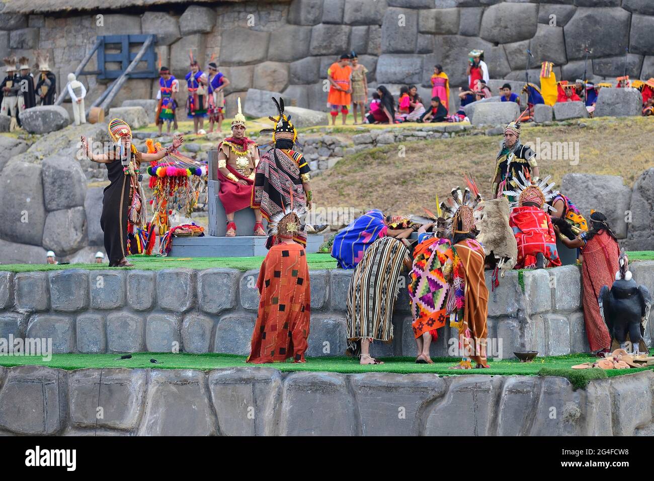 Peruvian Rituals Inti Raymi, festival of the sun, high priests and rulers on the ...