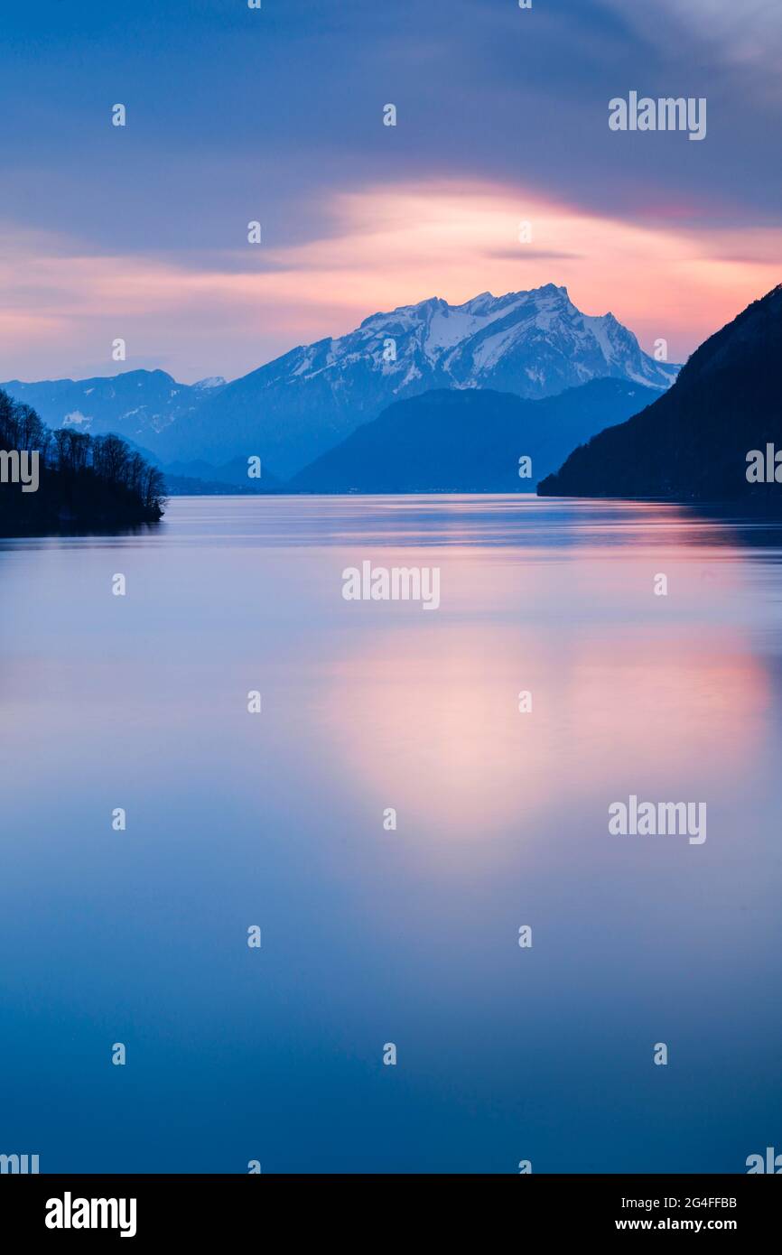 Brunen Lake Rocks Lake with mountains in the background, view from Brunnen over the ...