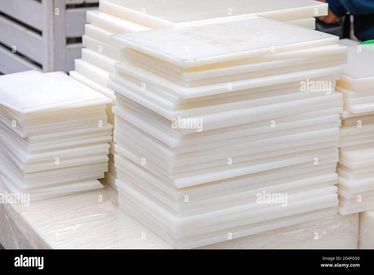 Thick White Plastic Cutting Boards Food Safety Approved for Commercial Use Stock Photo Alamy